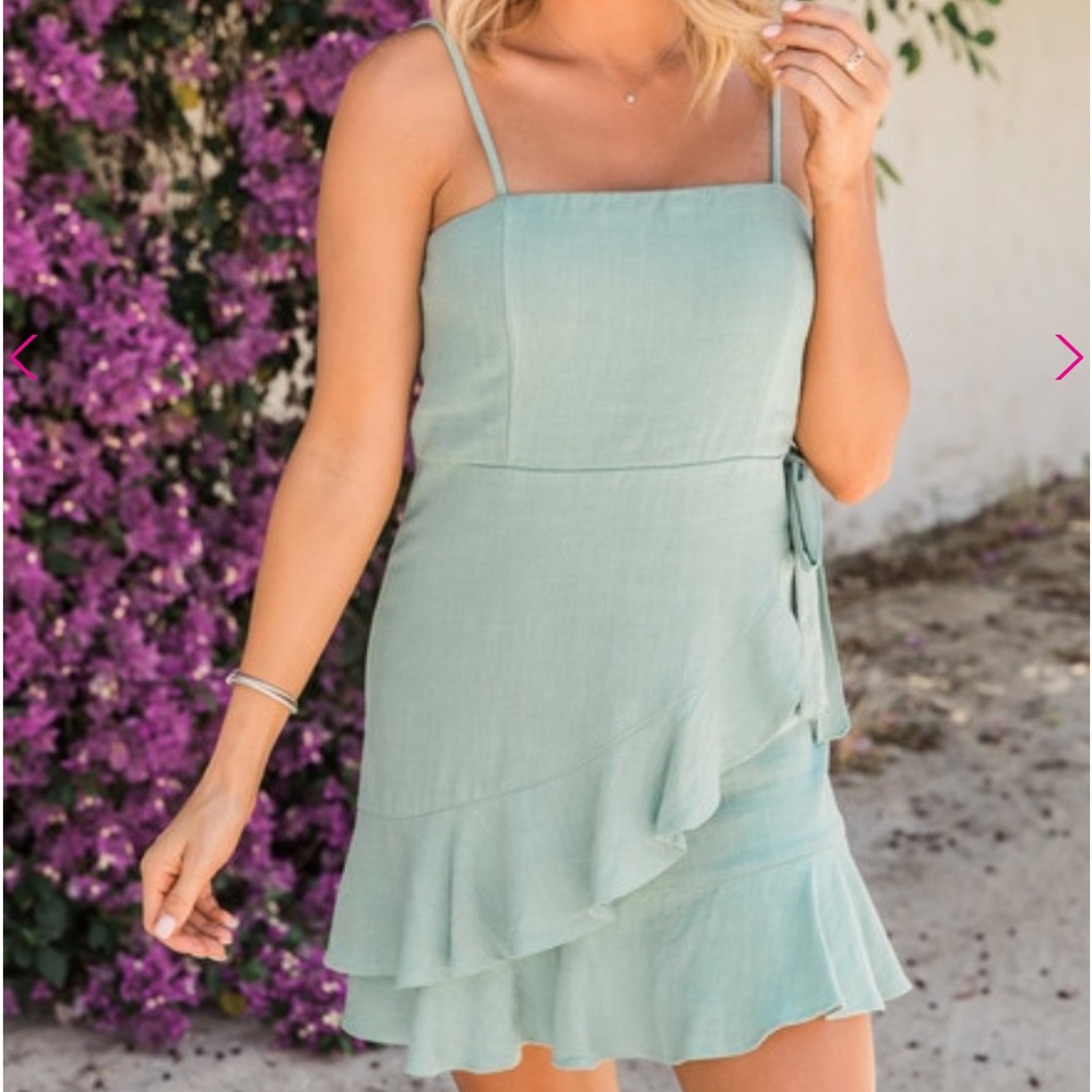 Pinklilly Sage green ruffle dress